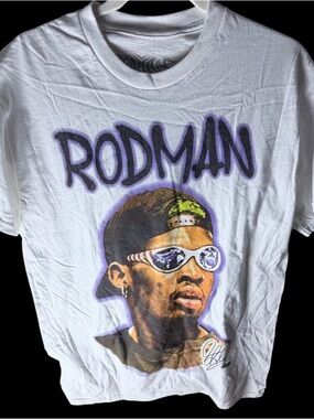 dennis‎ rodman t shirt white size medium